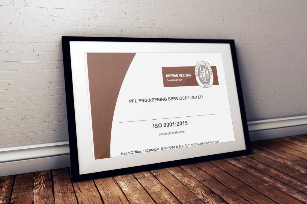 PFL ENGINEERING SERVICES LIMITED RECEIVES ISO 9001:2015 CERTIFICATION